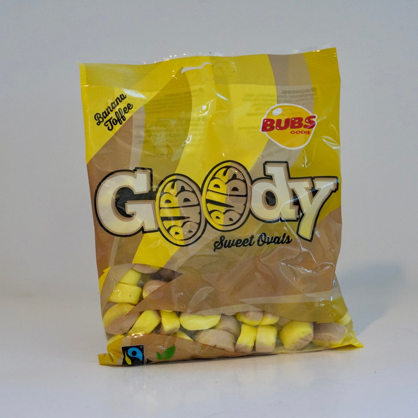Packaged snack with 'Bubs' and 'Goody' branding on a white background
