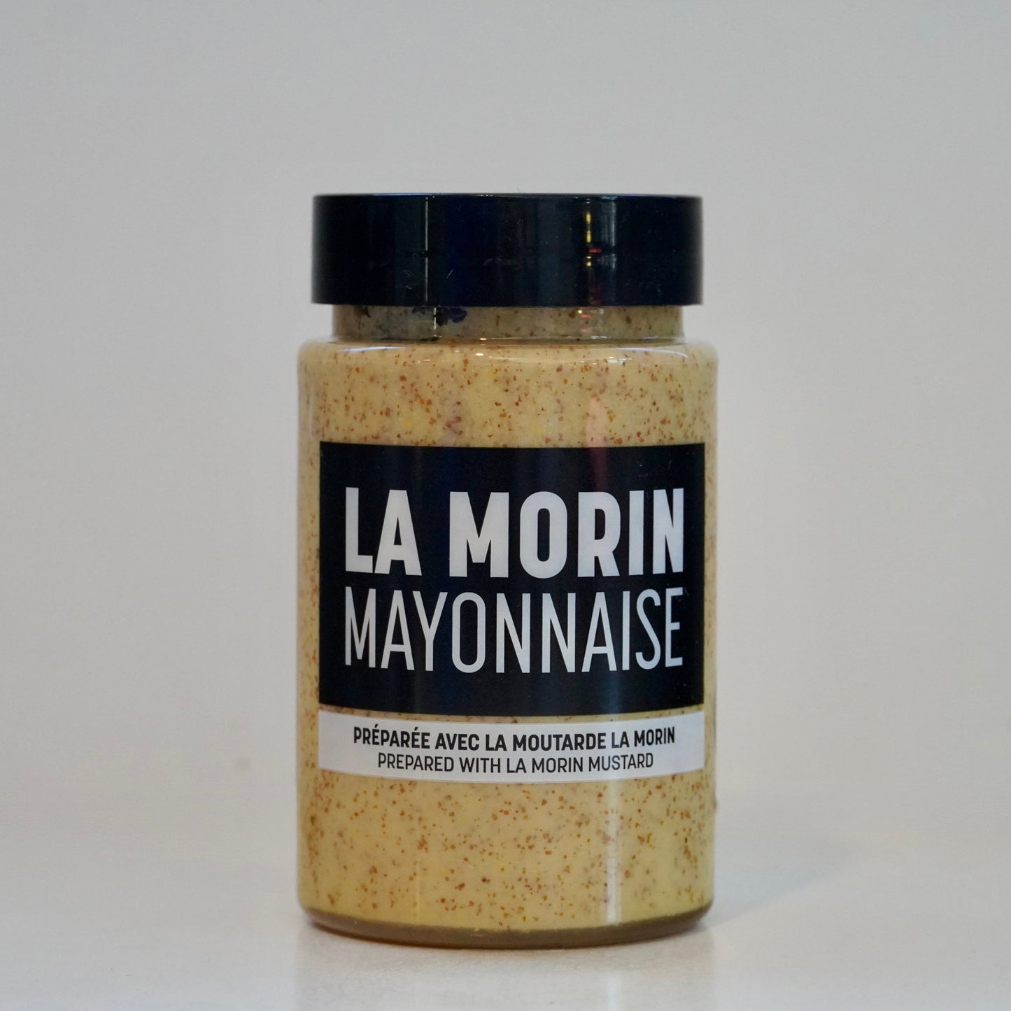 Jar of La Morin mayonnaise on a white background