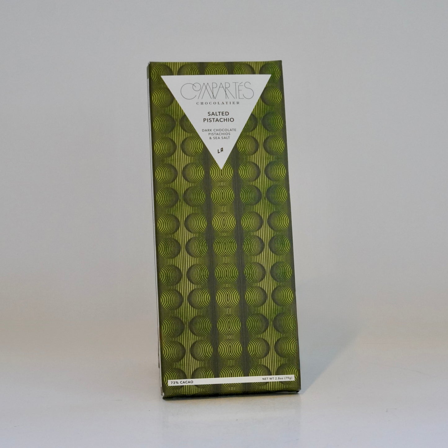 Green box with geometric pattern on a white background