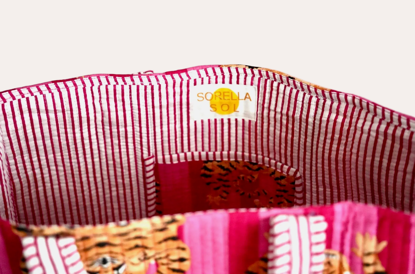 Sorella Sol - Large Pink Tiger Tote Bag