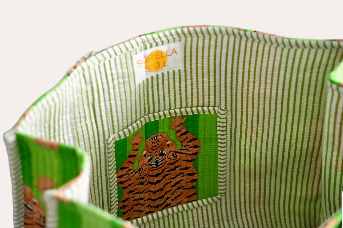 Sorella Sol - Large Green Tiger Tote Bag