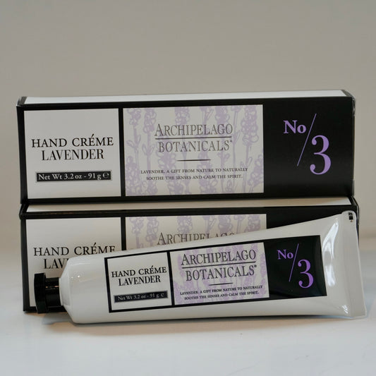 Hand crème lavender by Archipelago Botanicals on a white background