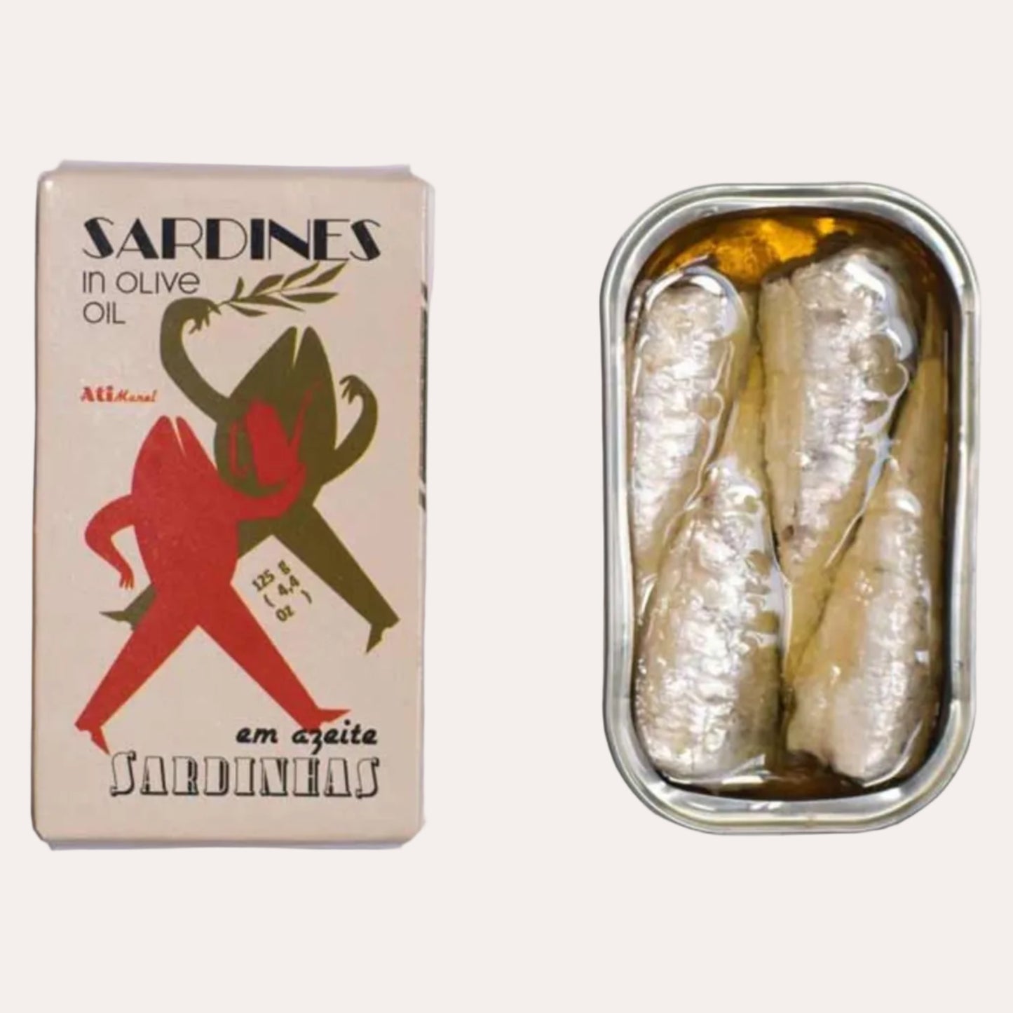 Sardines in olive oil with their packaging on a white background