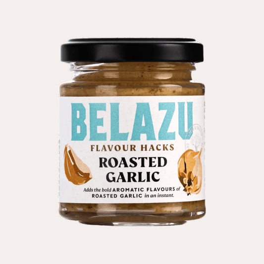 Jar of Belazu Roasted Garlic on a white background