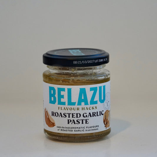 Jar of Belazu Roasted Garlic Paste on a white background