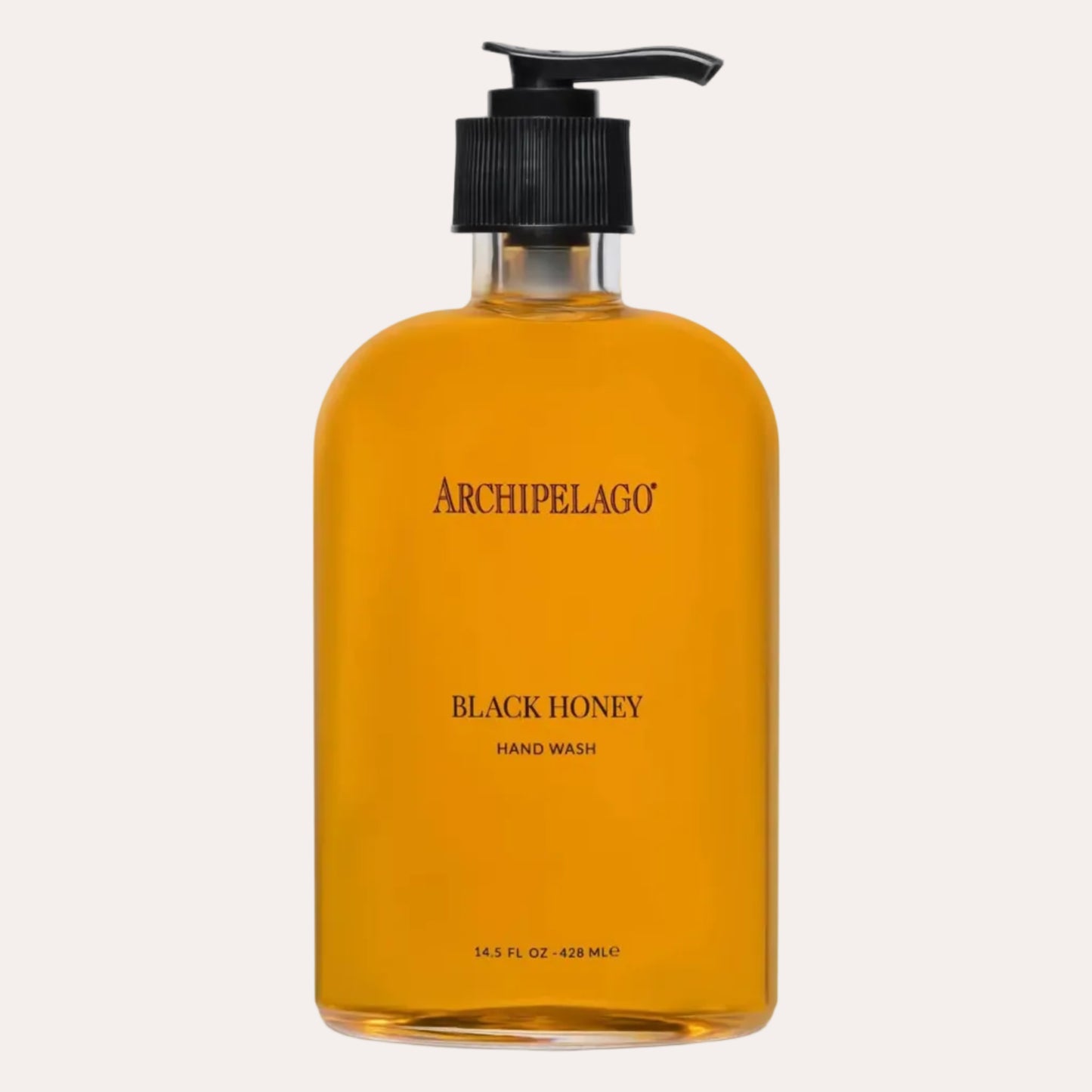 Archipelago Black Honey hand wash bottle on a white background