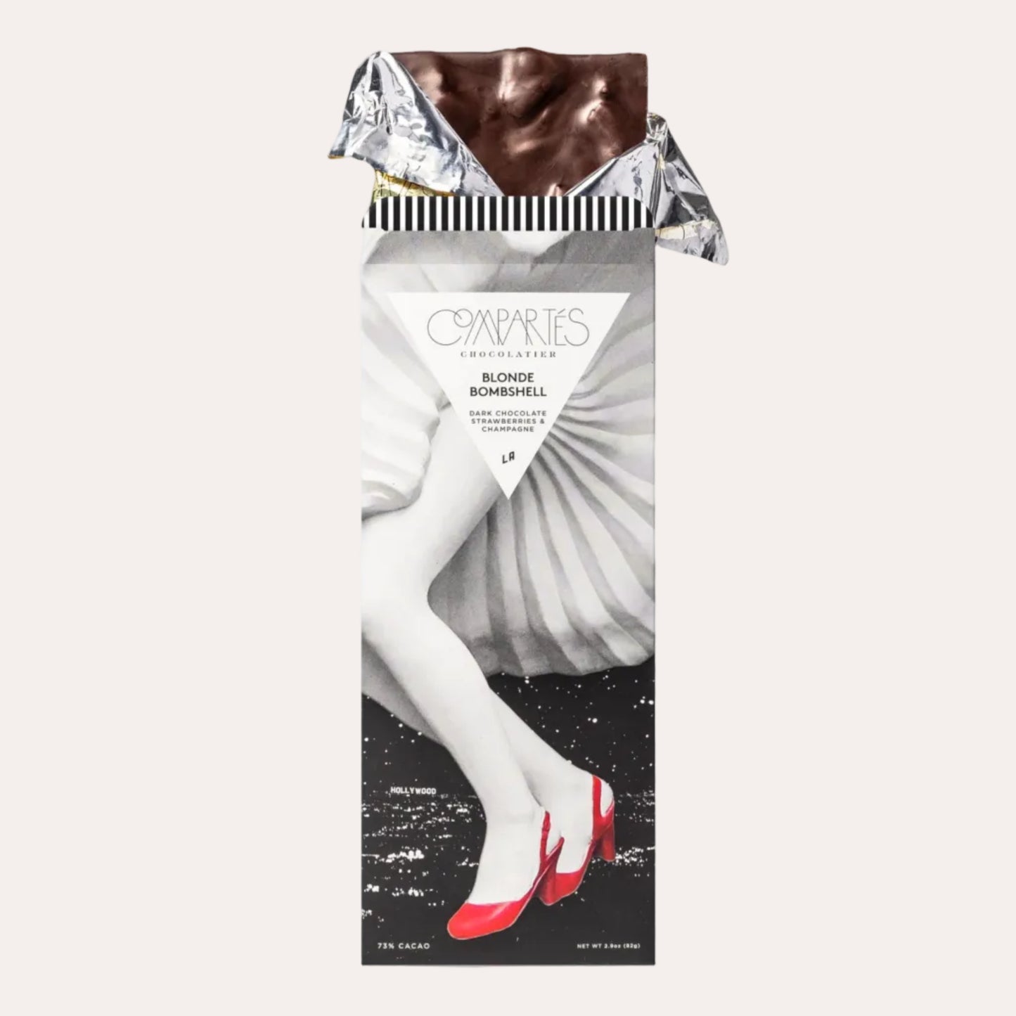 Package of Companions Blonde Bombshell stockings with a model wearing them.