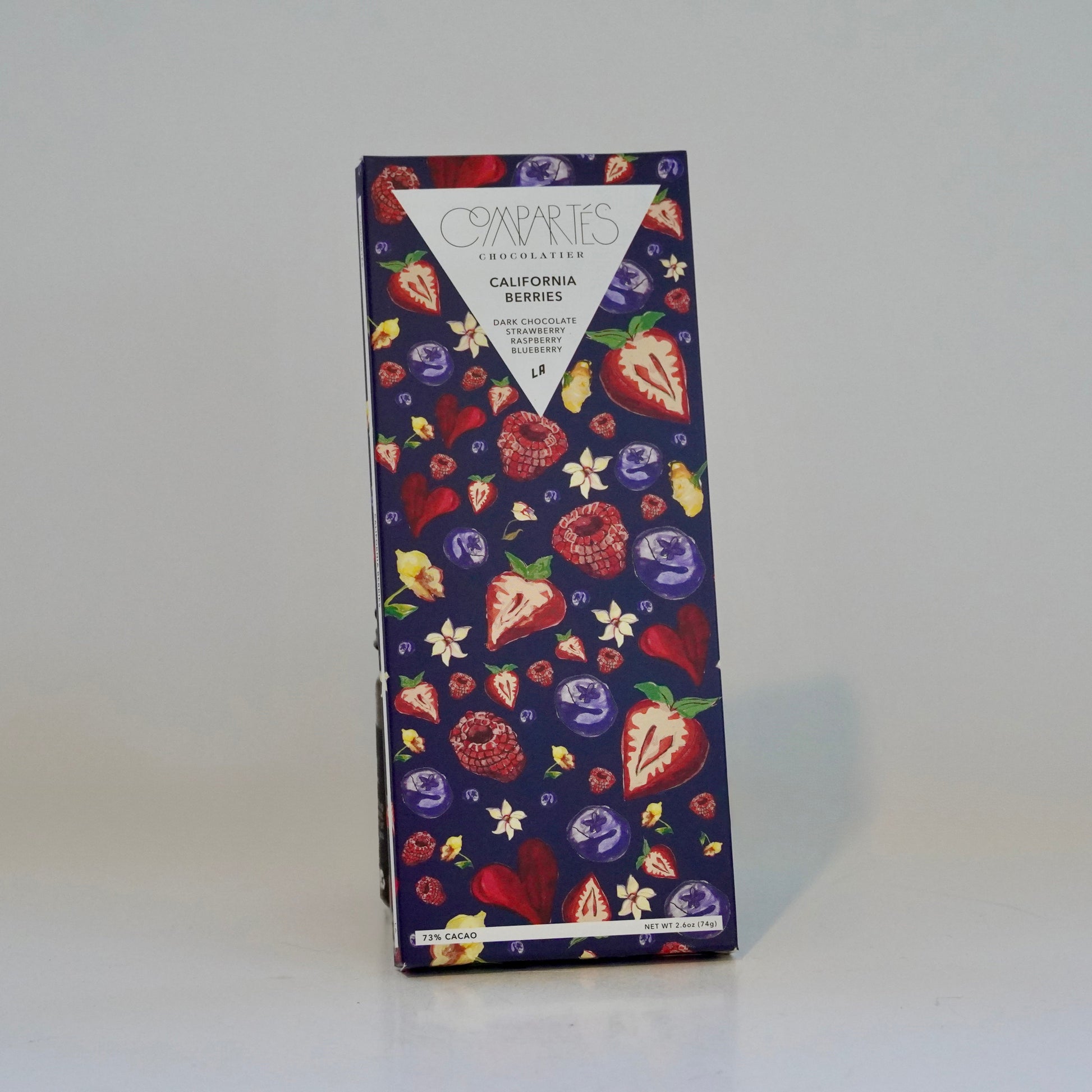 Floral-patterned chocolate bar packaging on a white background
