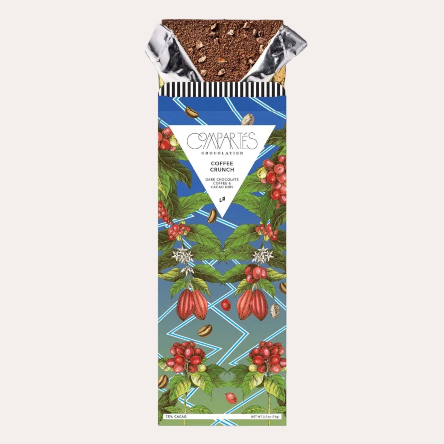 Chocolate bar packaging with coffee bean design on a white background