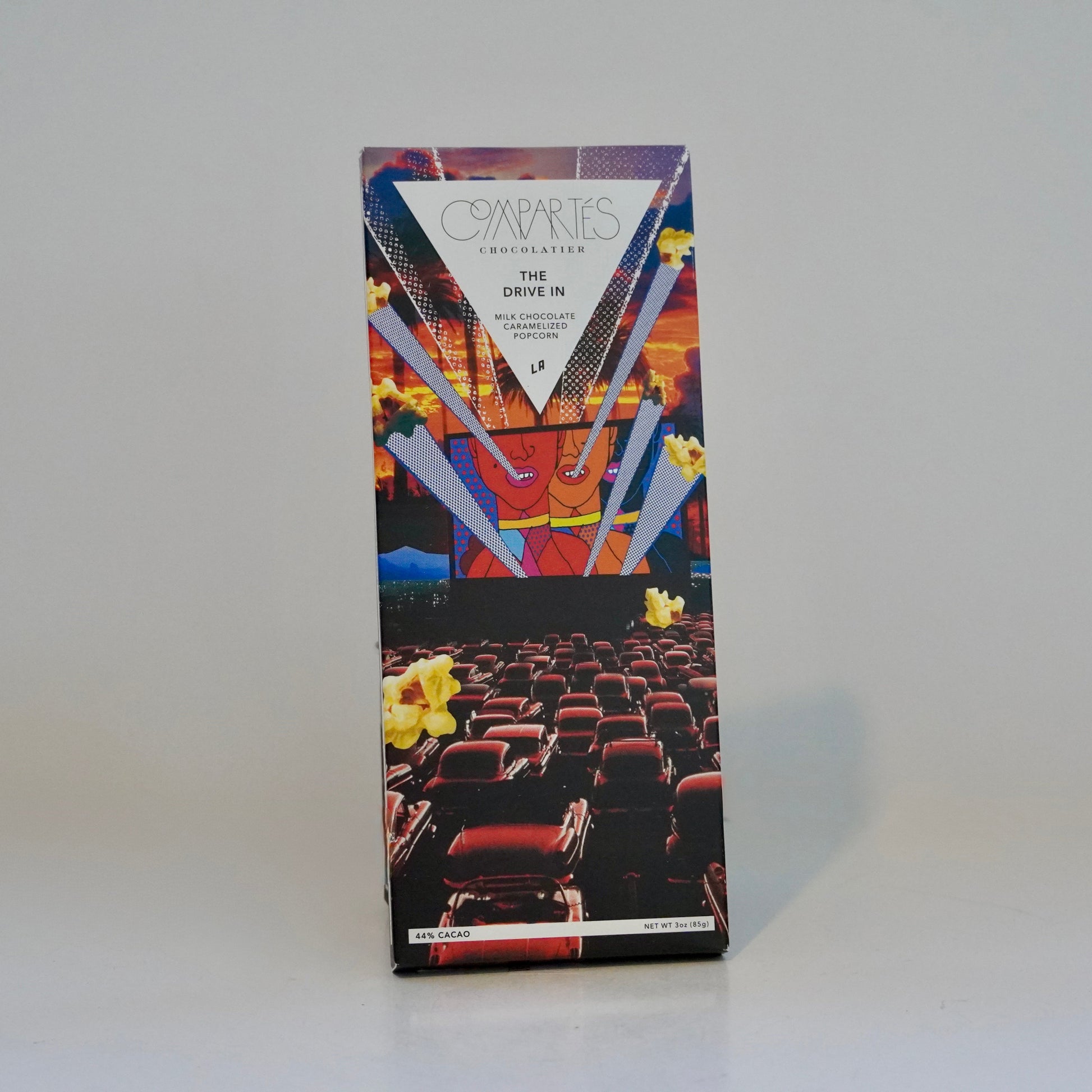 Cinema-themed chocolate packaging on a white background