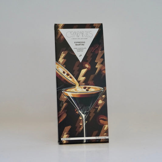 Compartes Espresso Martini chocolate bar packaging on a white background