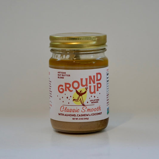 Jar of 'Ground Up' butter on a white background