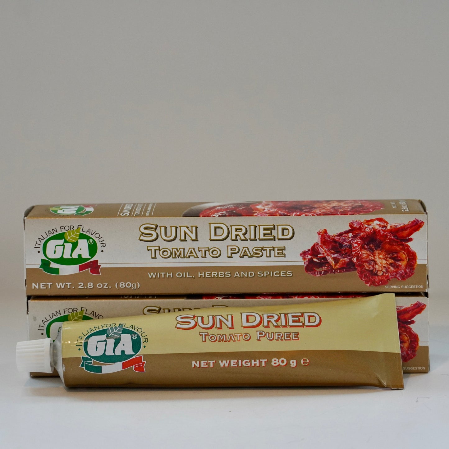 Tube of sun dried tomato paste