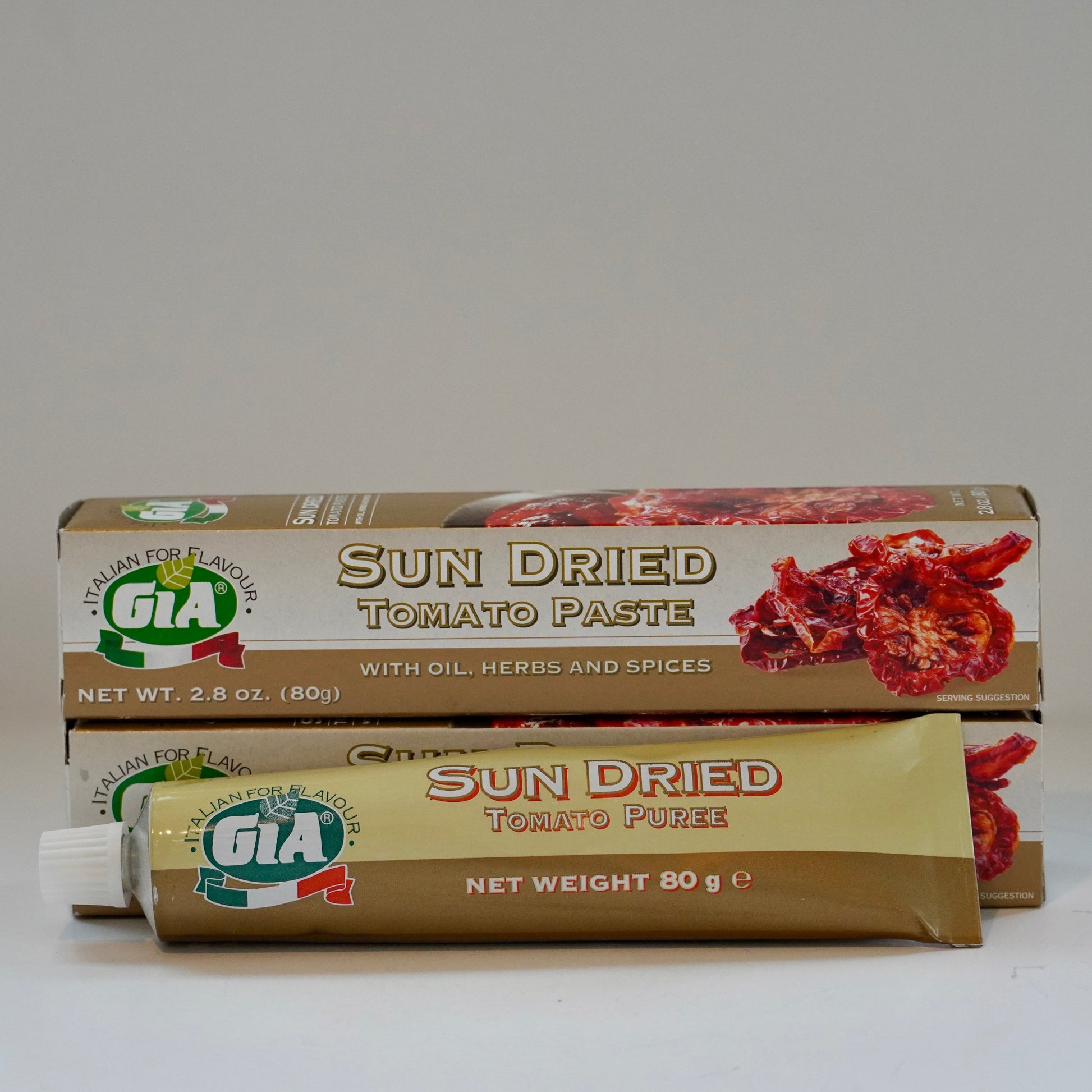 Tube of sun dried tomato paste