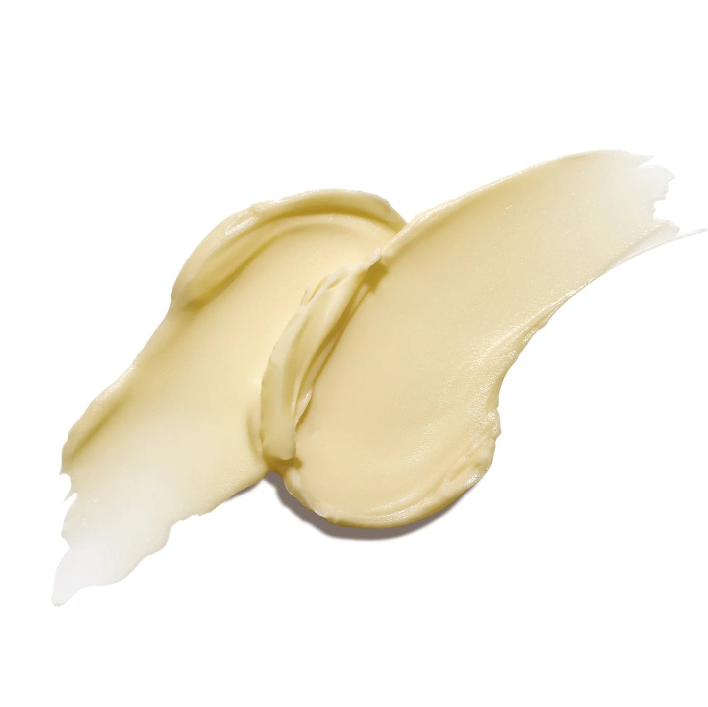 Close-up of a beige cream swatch on a white background