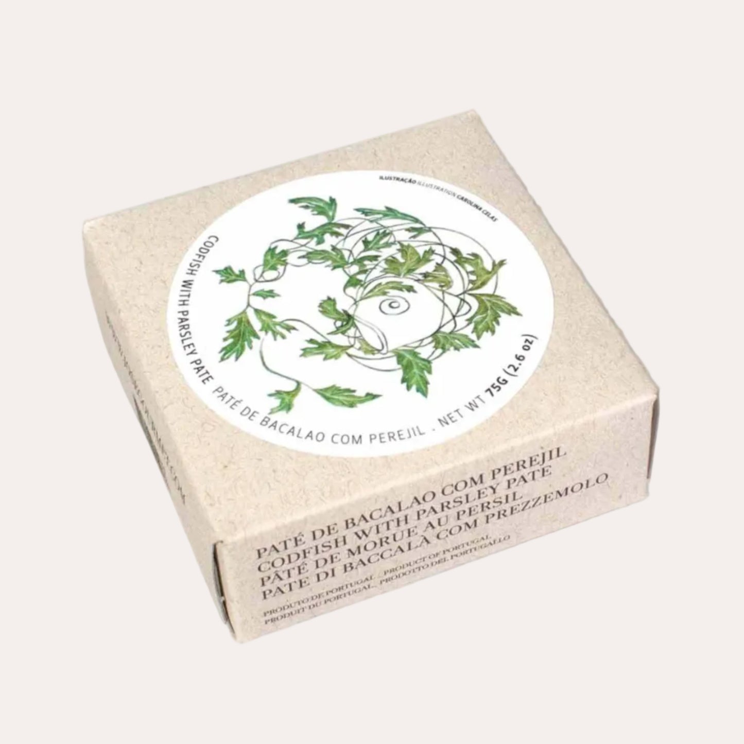 Box of Paté de Bacalhão com Pereço on a white background