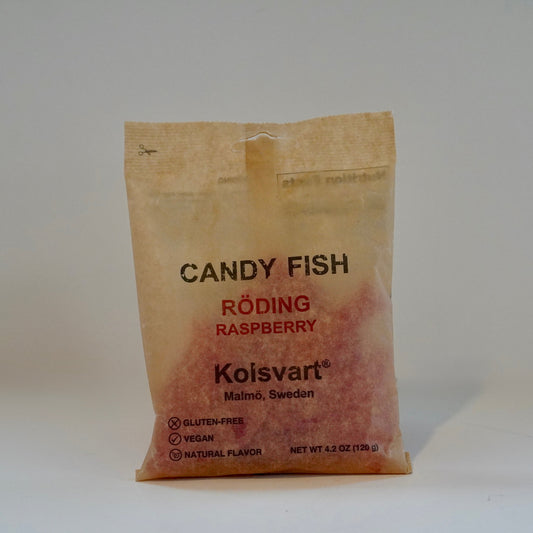 Koisvart Candy Fish Röding Raspberry package on a white background