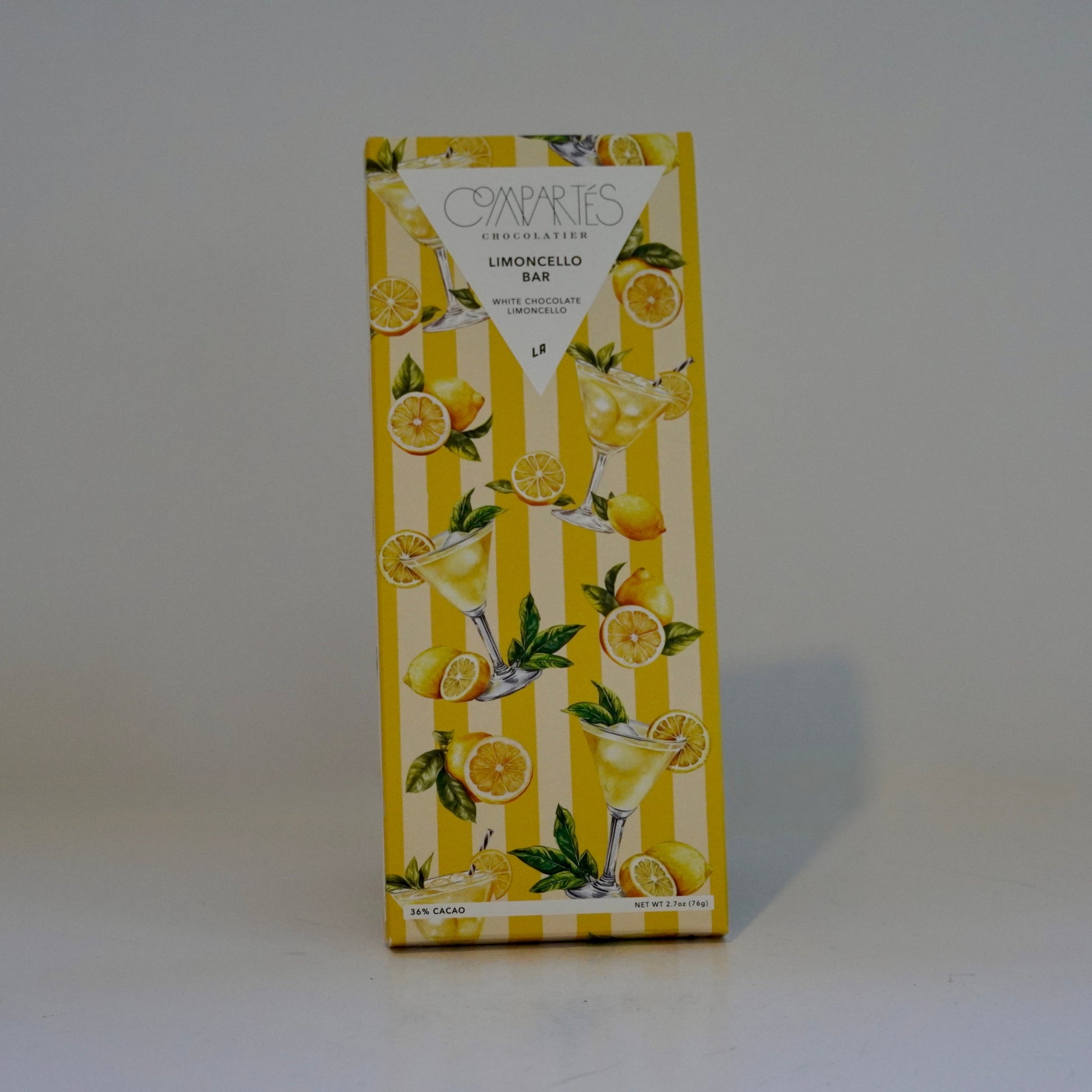 Box with lemon-themed design on a white background