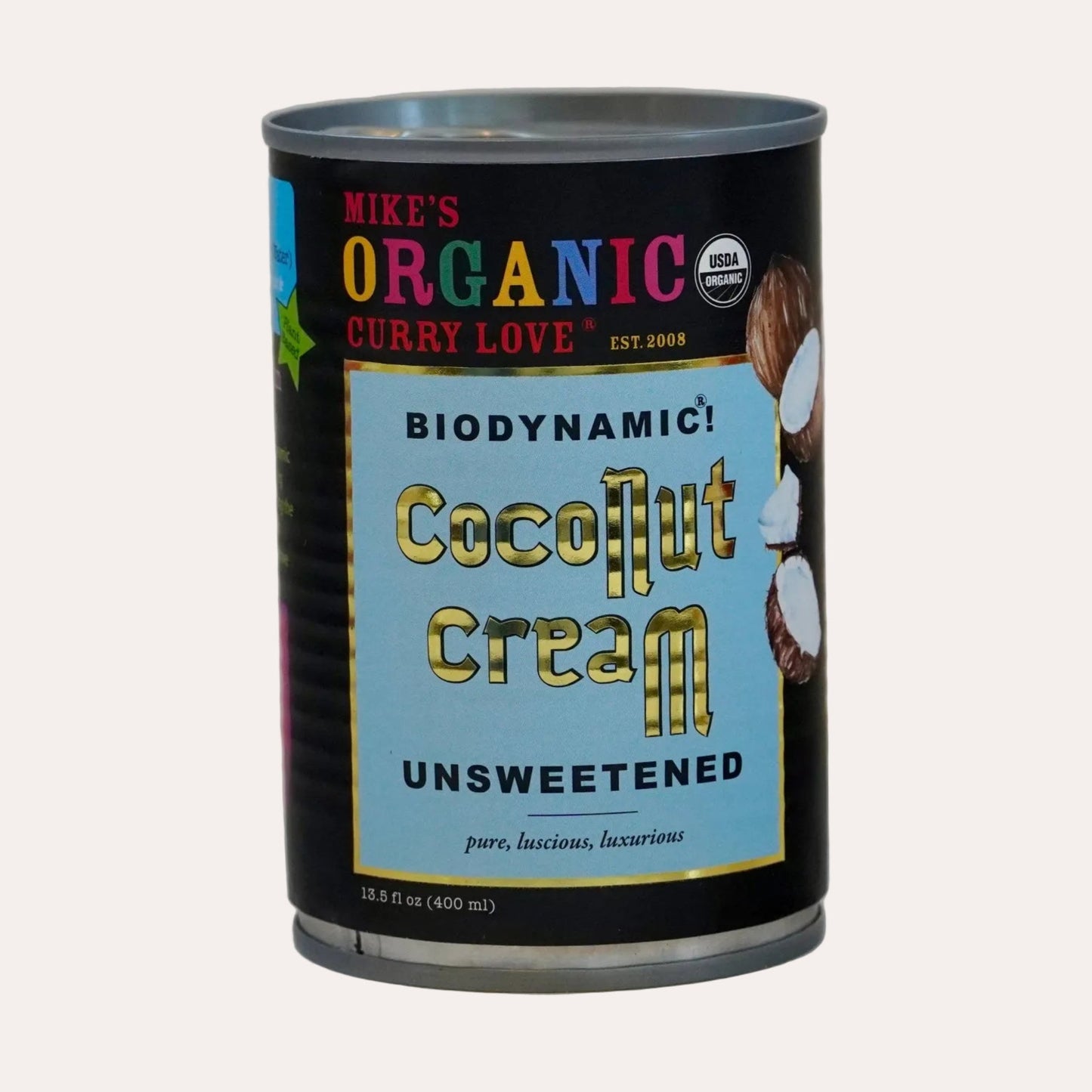 Can of Mike's Organic Coconut Cream on a white background