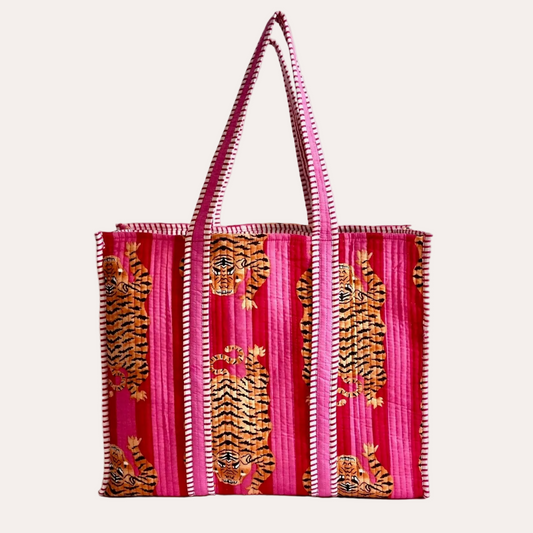 Sorella Sol - Large Pink Tiger Tote Bag