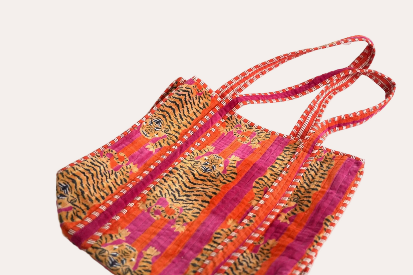 Sorella Sol - Large Maroon Velvet Tiger Tote Bag