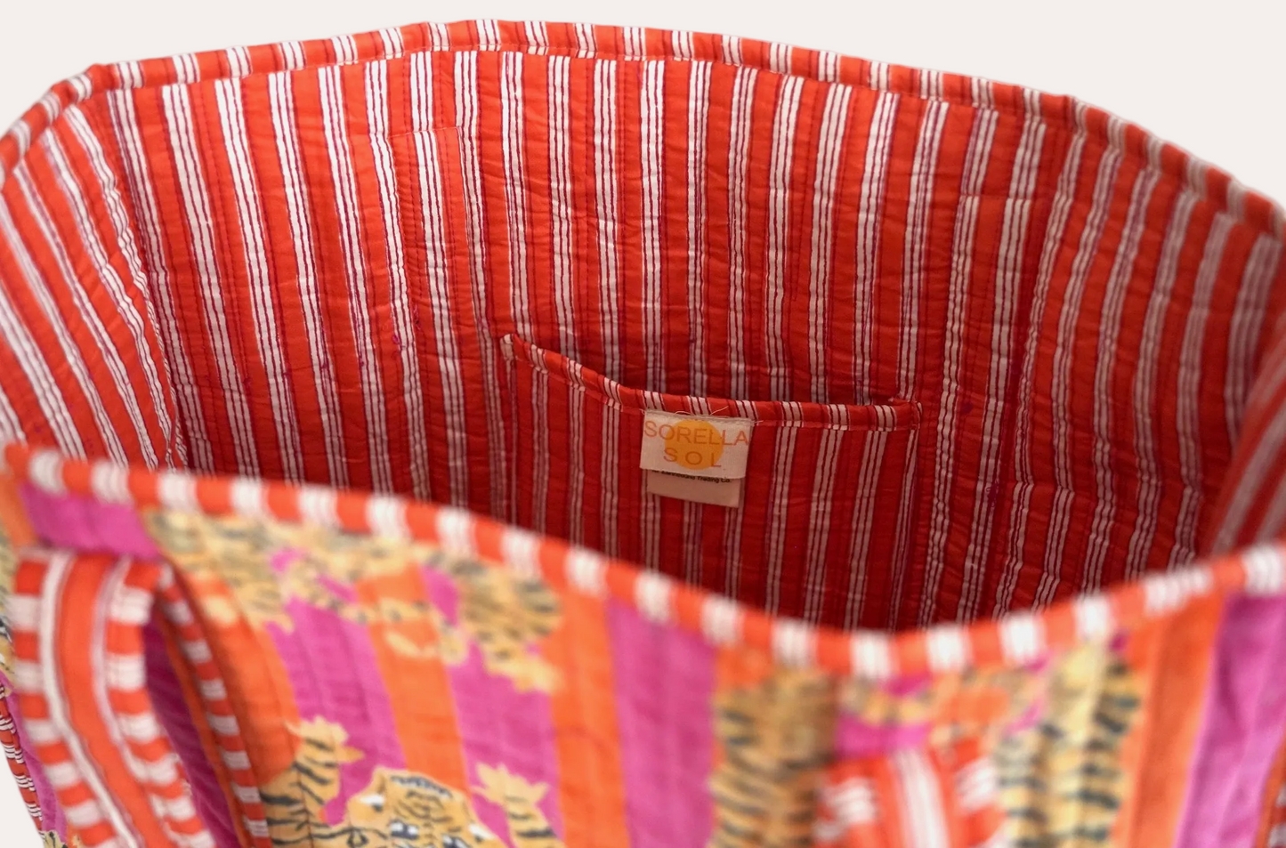 Sorella Sol - Large Maroon Velvet Tiger Tote Bag