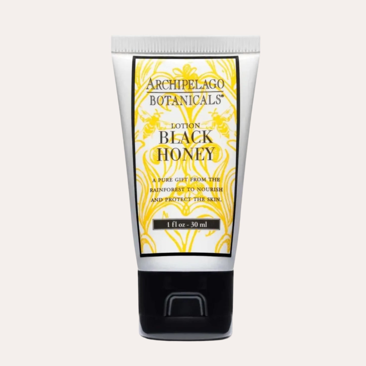 Tube of Archipelago Botanicals Black Honey Lotion on a white background