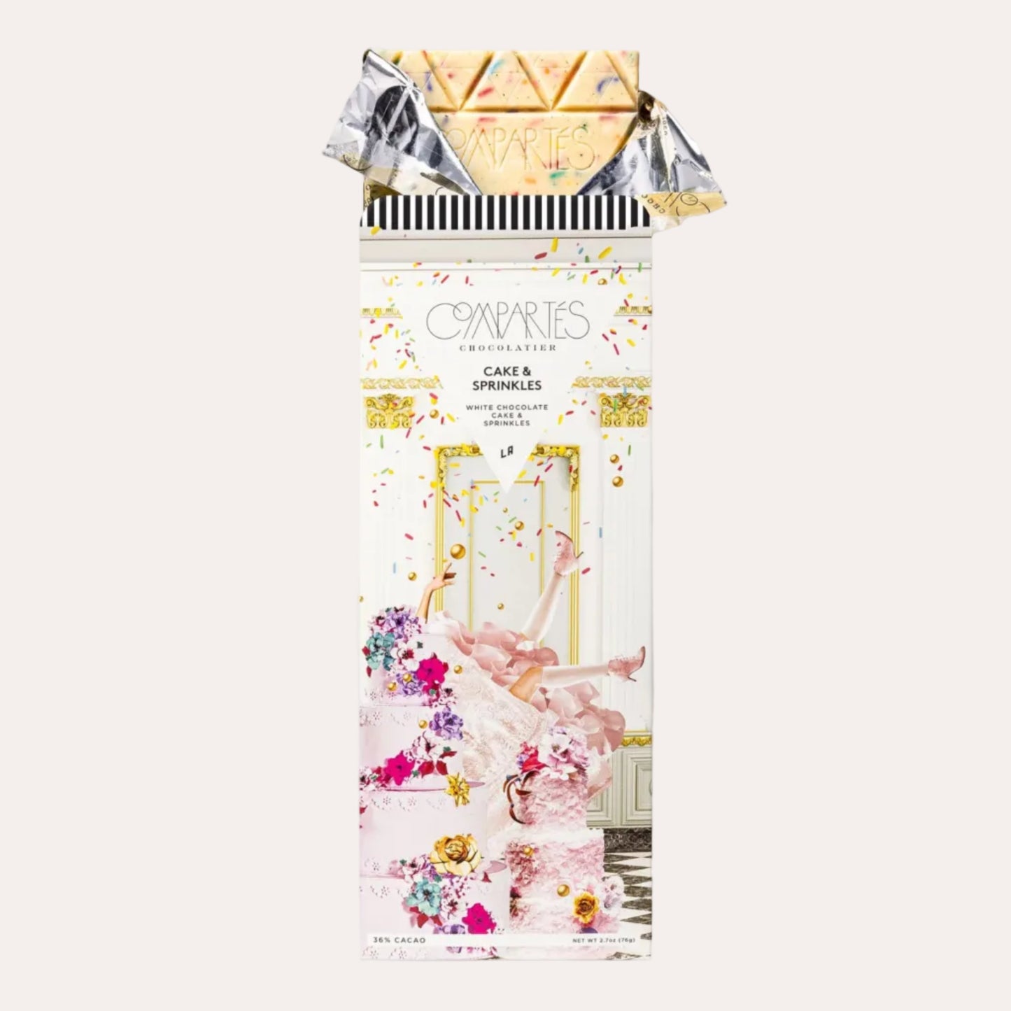 Decorative box with floral design and text on a white background