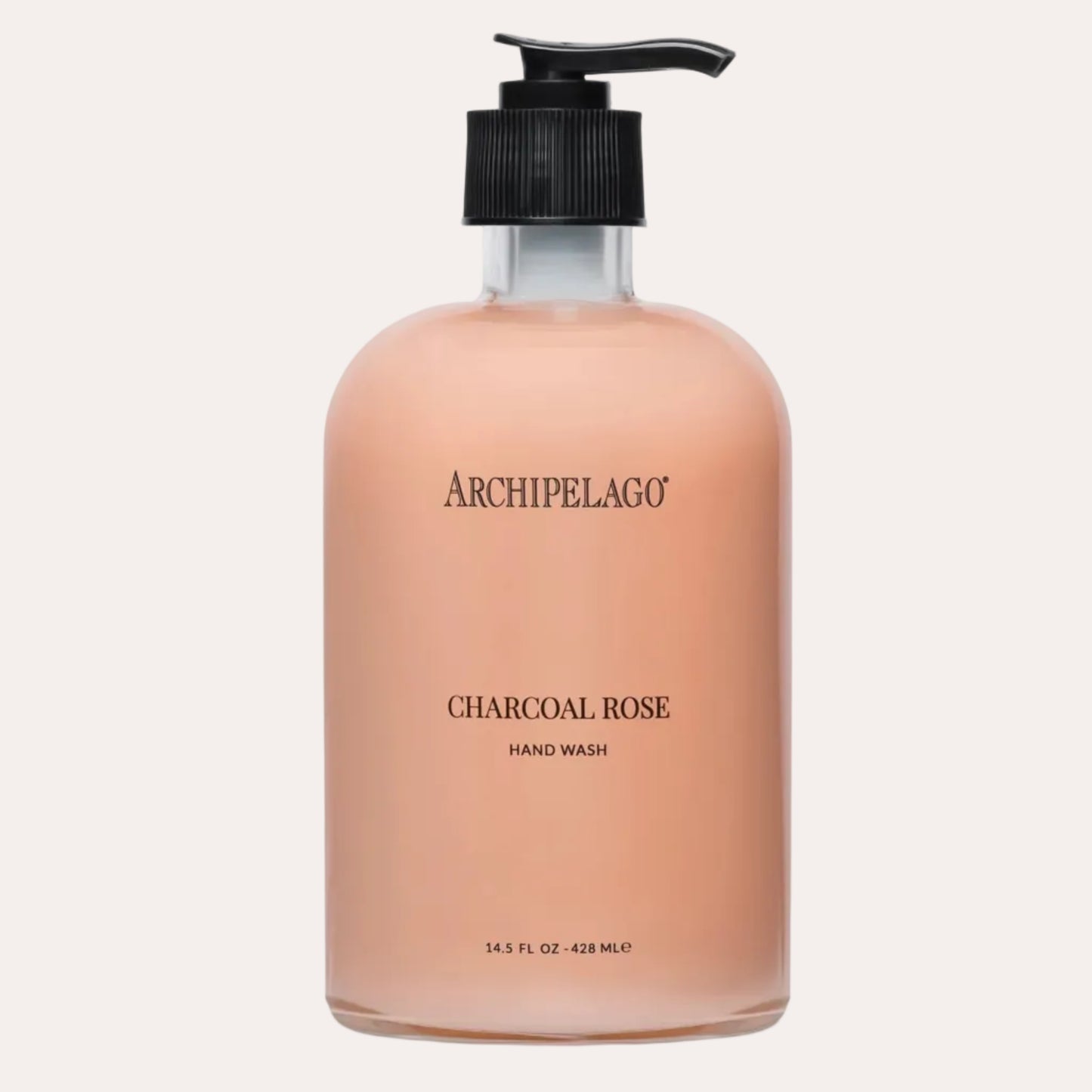 Archipelago Charcoal Rose hand wash bottle on a white background