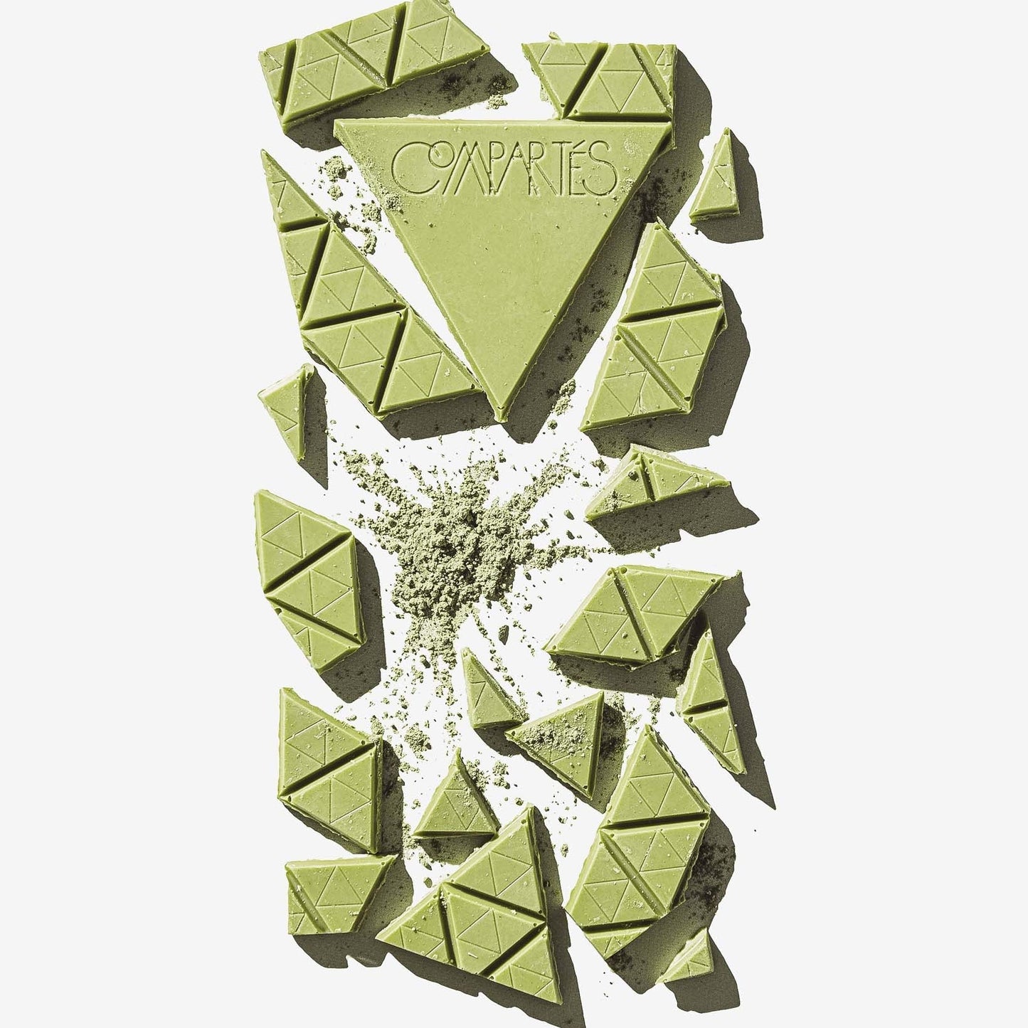 Green tea chocolate bars with 'Cavartes' branding on a white background